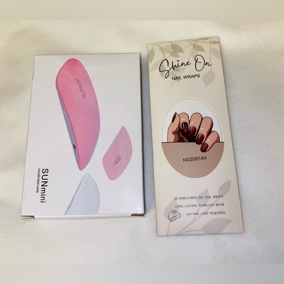 Other - Pink LED Nail Lamp and Shine On Nail Wraps Set
